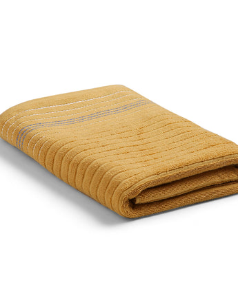 Striped Mustard Yarn Dyed Jacquard | Liventra Bath Towel