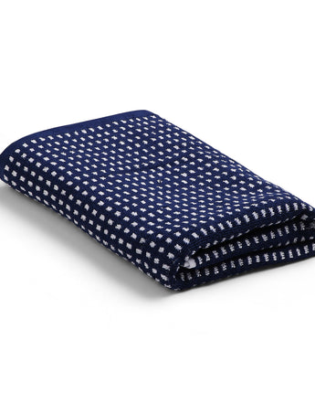 Dotted Navy Yarn Dyed Jacquard | Sistra Bath Towel